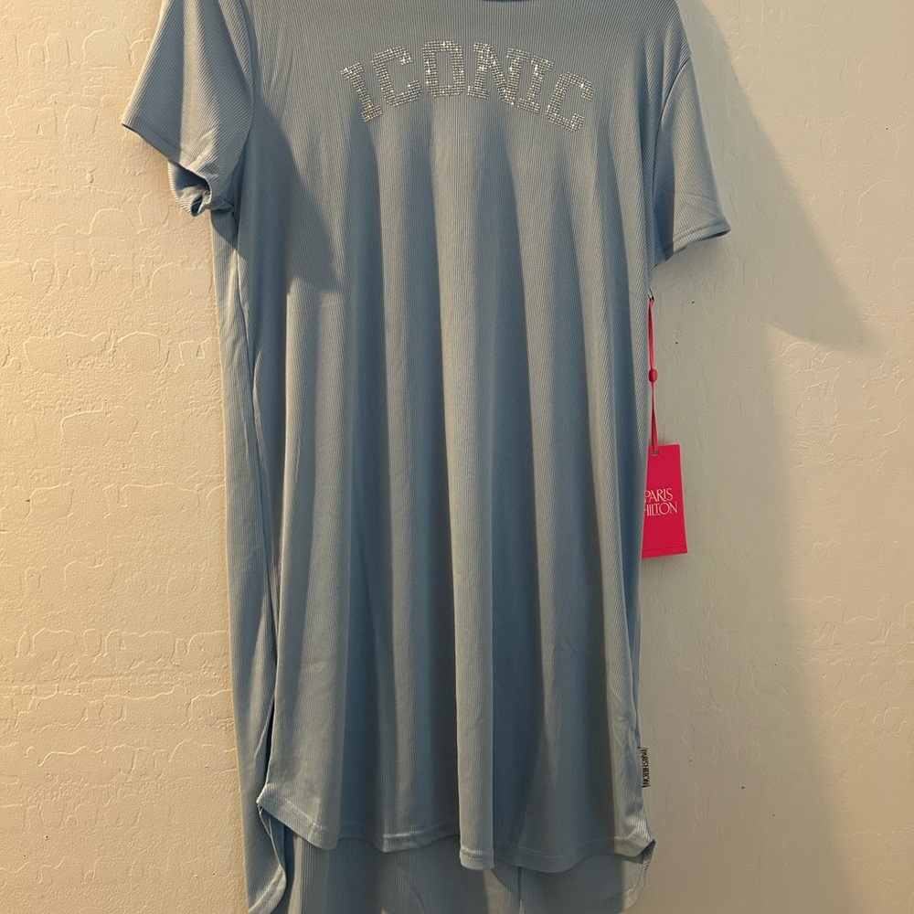 Paris Hilton Striped Blue T-Shirt Dress Size Large